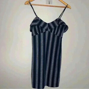 Forever 21 Navy Blue & White Striped Spaghetti Strap Mini Dress, Size S in EUC